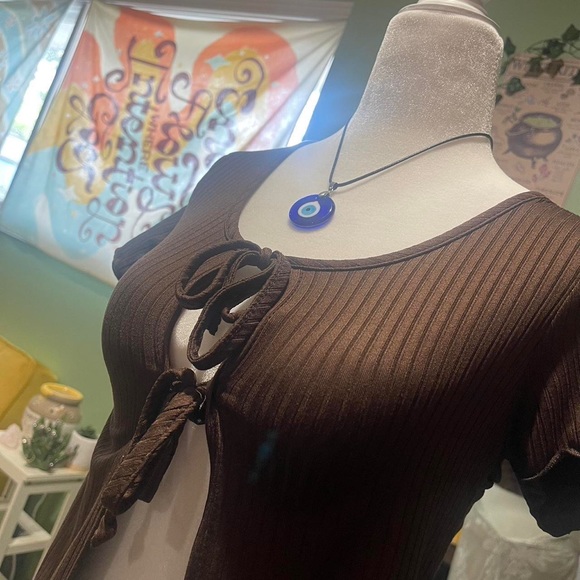 brown tie top - Picture 2 of 3